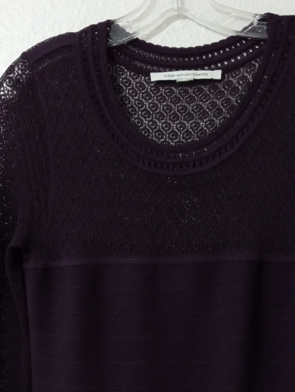 Diane Von Furstenberg Long-Sleeve Knit Dress in Deep Plum